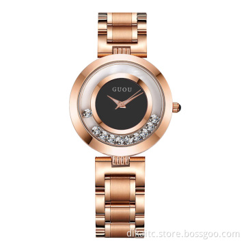 GUOU New Stainless Steel Strap Wristwatch Top Brand Luxury Ladies Watches Female Student Trend Fashion For Women Quartz Watches